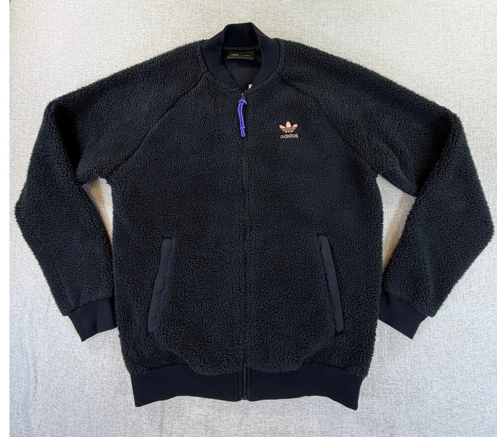 Adidas Pharrell Williams Womens Medium Black HU Hiking Polar Sherpa Track Jacket
